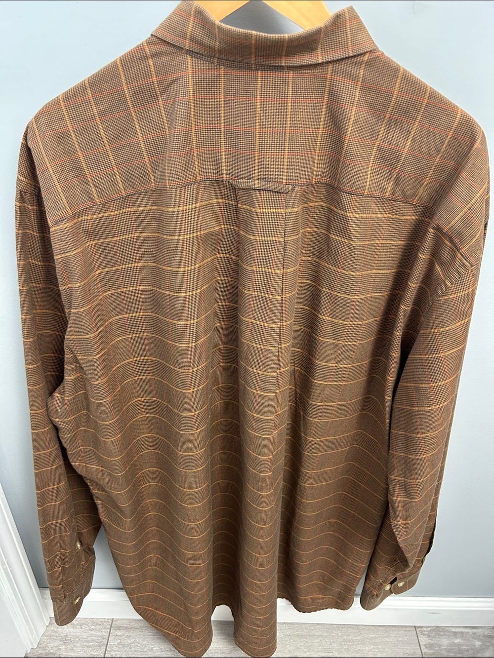 Orvis Country Twill Men’s XXLT Brown Houndstooth Plaid Button Down Shirt Fall - Picture 5 of 9